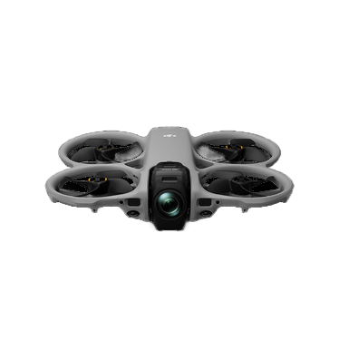 DJI Avata 360 FPV quadcopter, front view, with ducted propeller guards around all four rotors and a large front lens