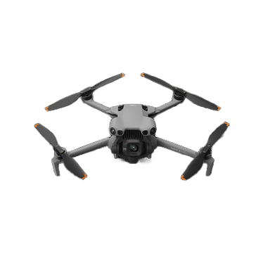 DJI Mini 5 Pro quadcopter, front view, four folding arms with the gimbal camera and sensor array on the nose